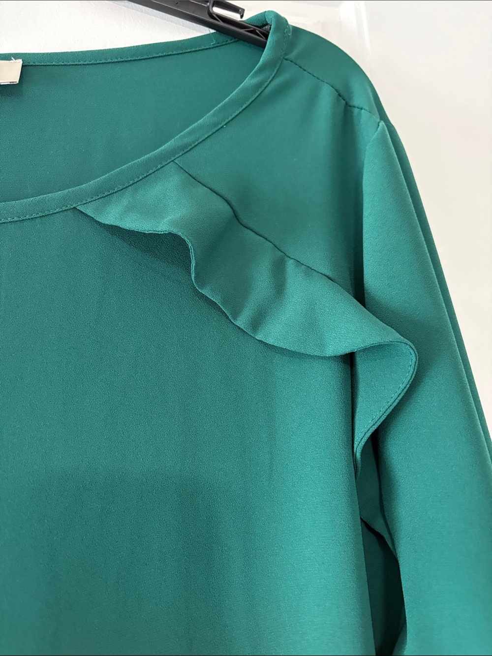 LOFT Green Ruffle-Trim Blouse - Picture 4 of 8
